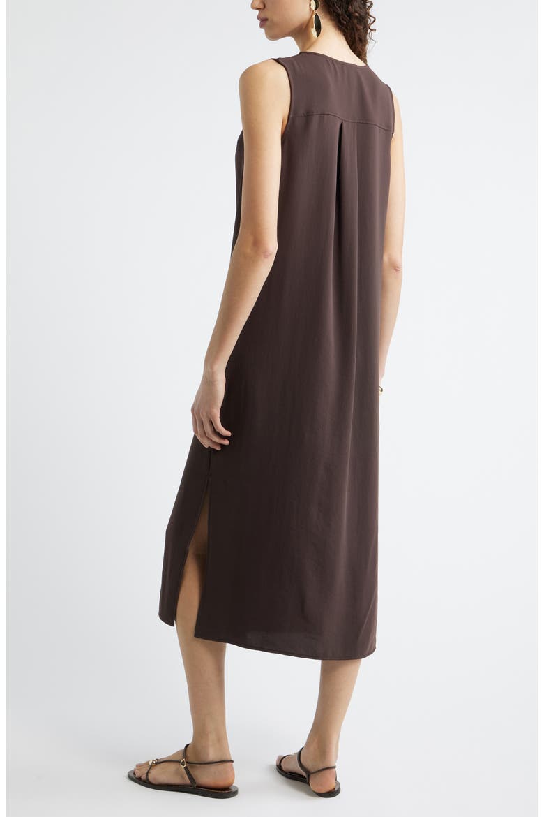 Ruffle Front Sleeveless Dress, Alternate, color, BROWN COFFEE