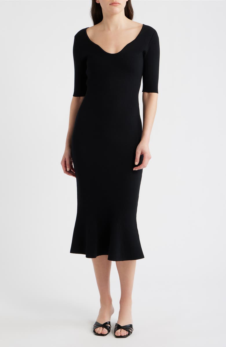 BOSS Fosa Tulip Hem Midi Dress, Main, color, Black