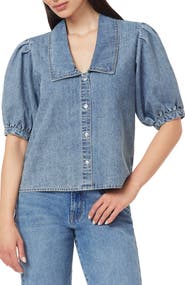 Kensie Sailor Collar Puff Sleeve Top