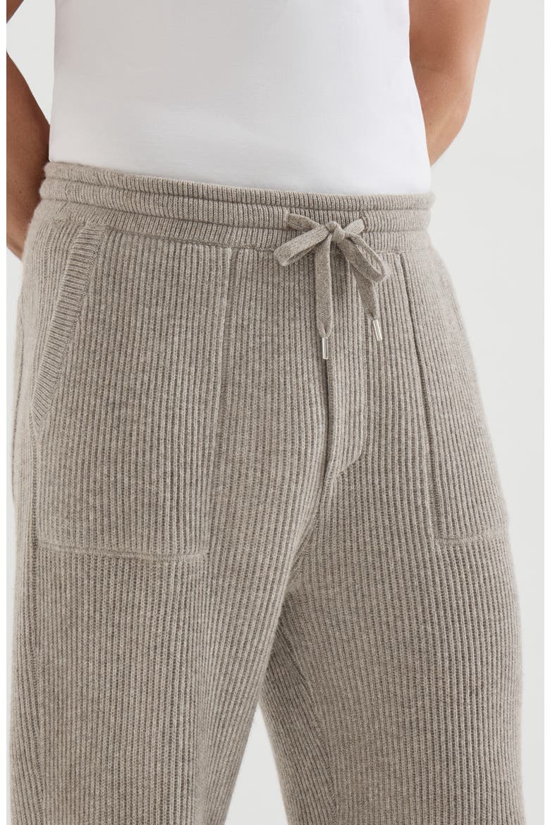 Cashmere English rib knit joggers, Alternate, color, Stone Grey