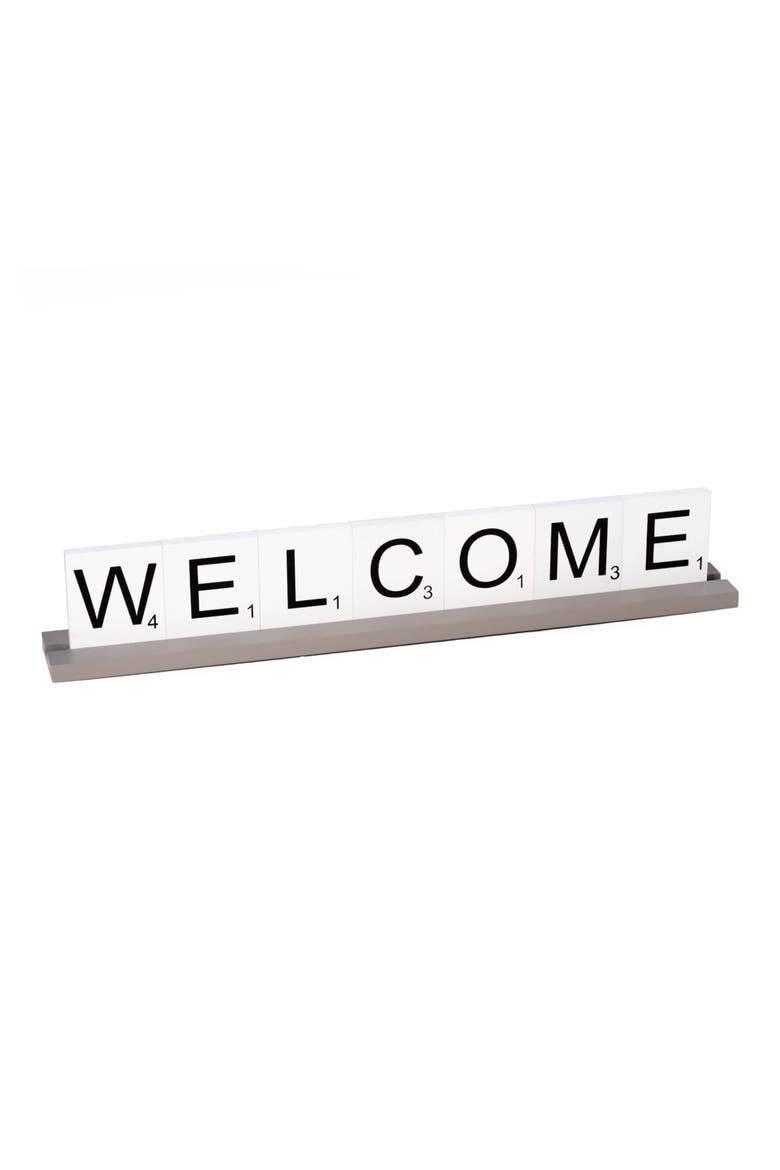 White 'Welcome' Scrabble Letter Tile Sign, Main, color, MULTI