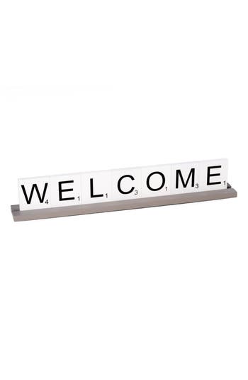 Shop Bey-berk White 'welcome' Scrabble Letter Tile Sign In Multi