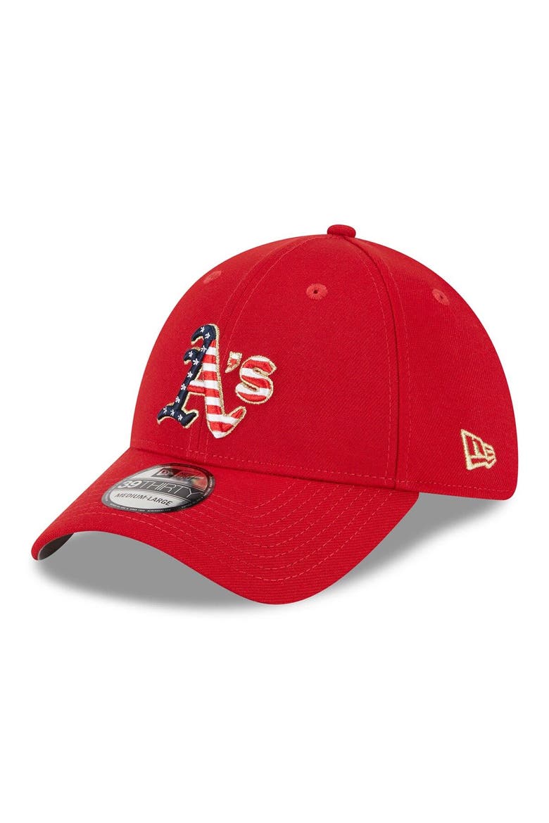 Men's New Era  Red Oakland Athletics 2023 Fourth of July 39THIRTY Flex Fit Hat, Alternate, color, Red