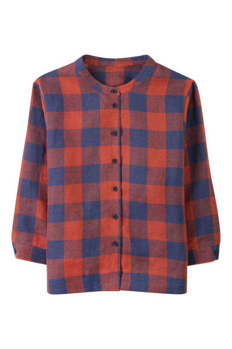 Check Swing Blouse, Alternate, color, RUST / NAVY CHECK