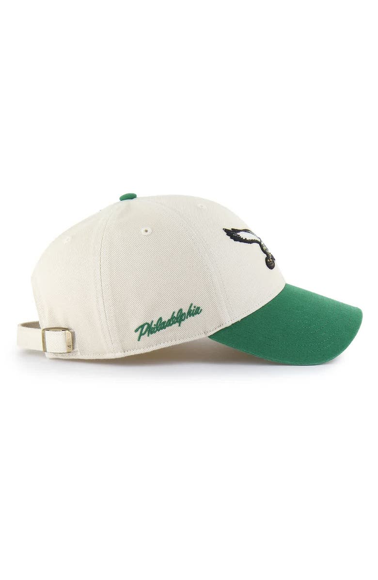 '47 Men's '47 Cream/Kelly Green Philadelphia Eagles Fairfield MVP Throwback Adjustable Hat, Alternate, color,