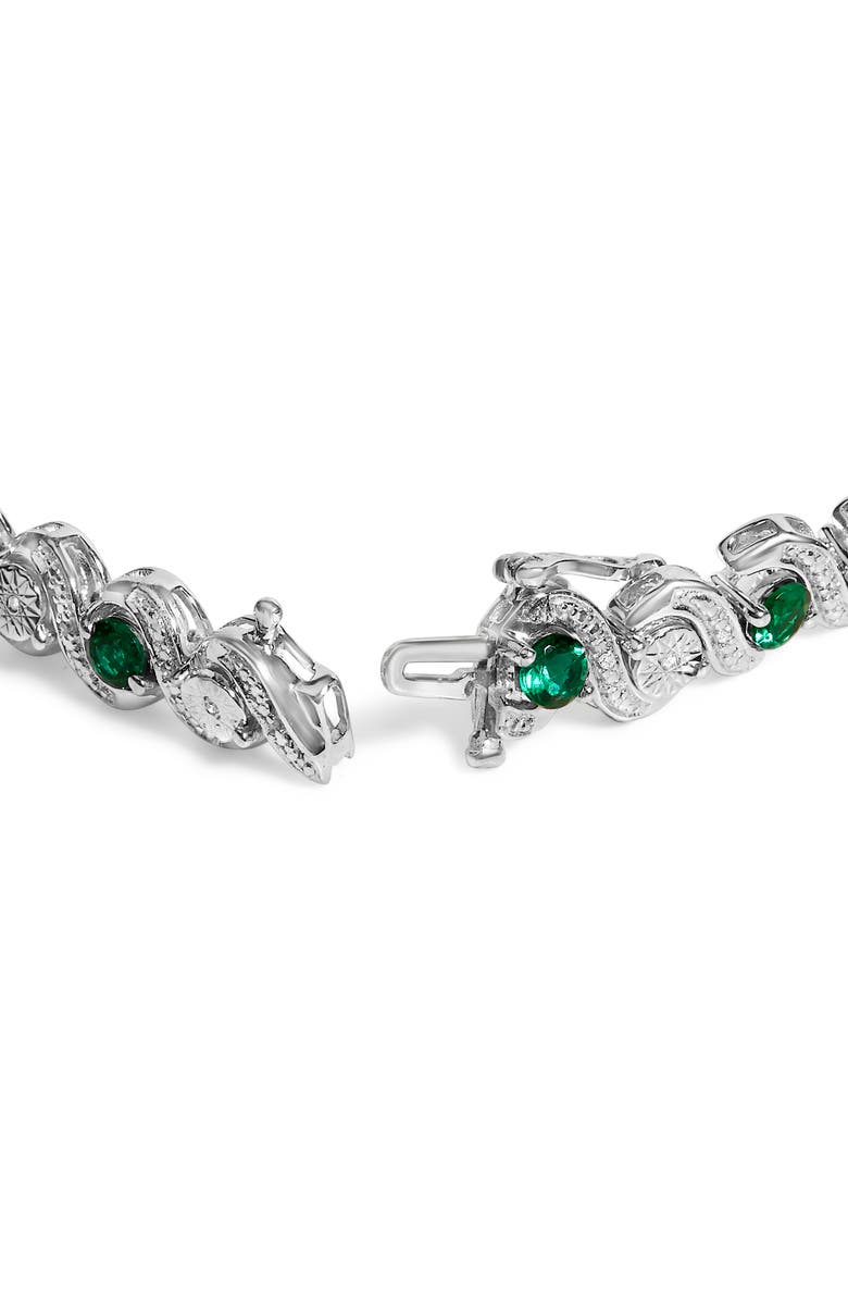 Haus of Brilliance .925 Sterling Silver Created Emerald and Diamond Twist S Link Bracelet, Alternate, color, White