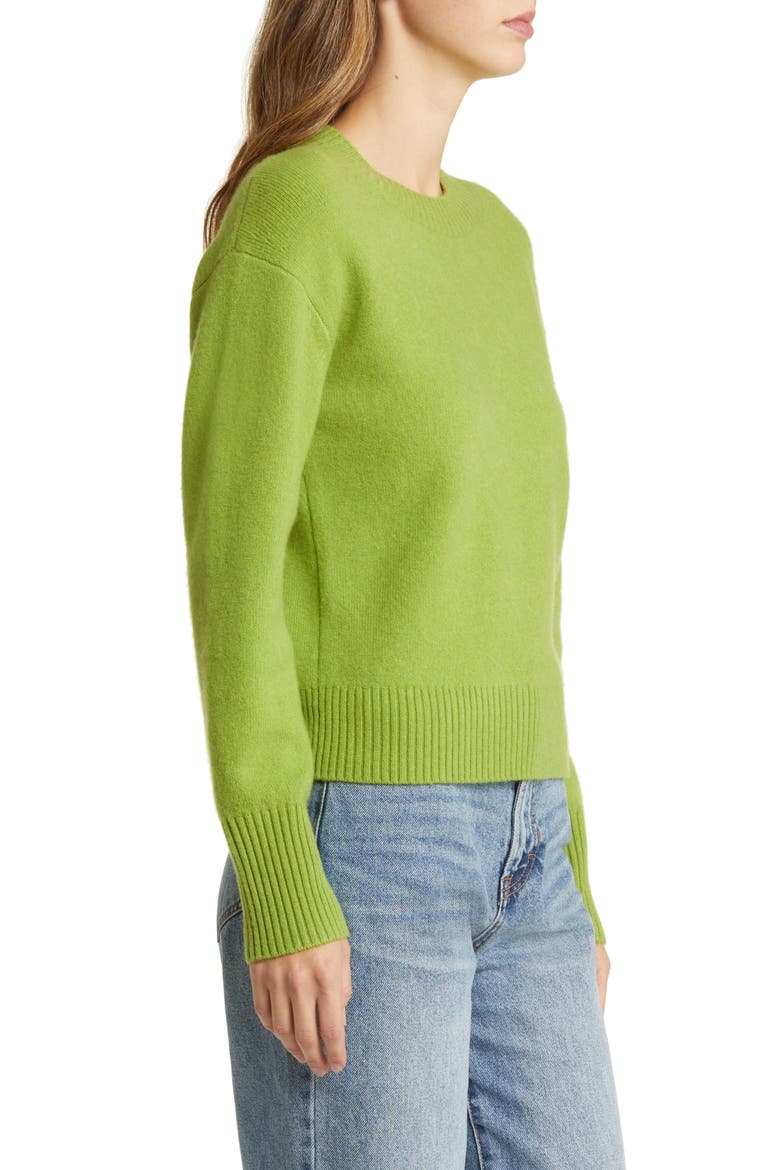 Wool & Cashmere Crewneck Sweater, Alternate, color, OLIVE BEAN