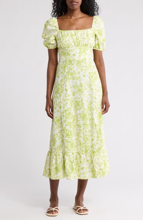 Puff Sleeve Midi Dress