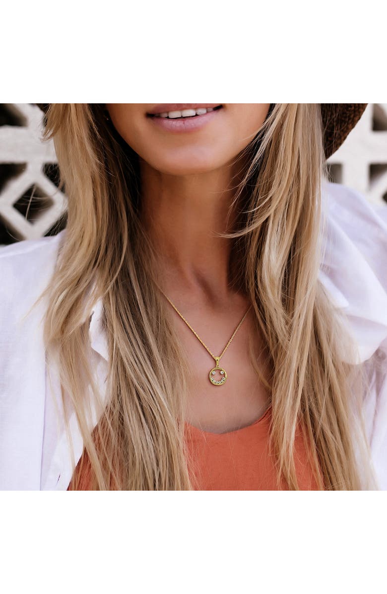 DELMAR Cubic Zirconia Smile Pendant Necklace, Alternate, color, Gold