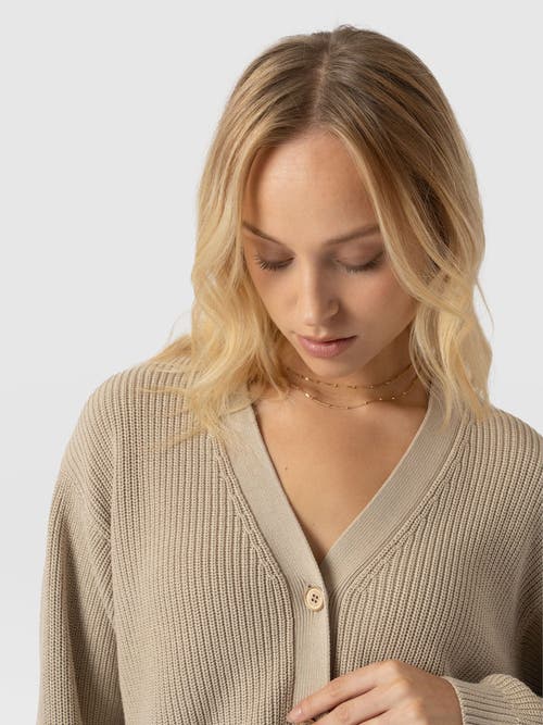 Saint + Sofia Soho Crop Cardigan In Sand