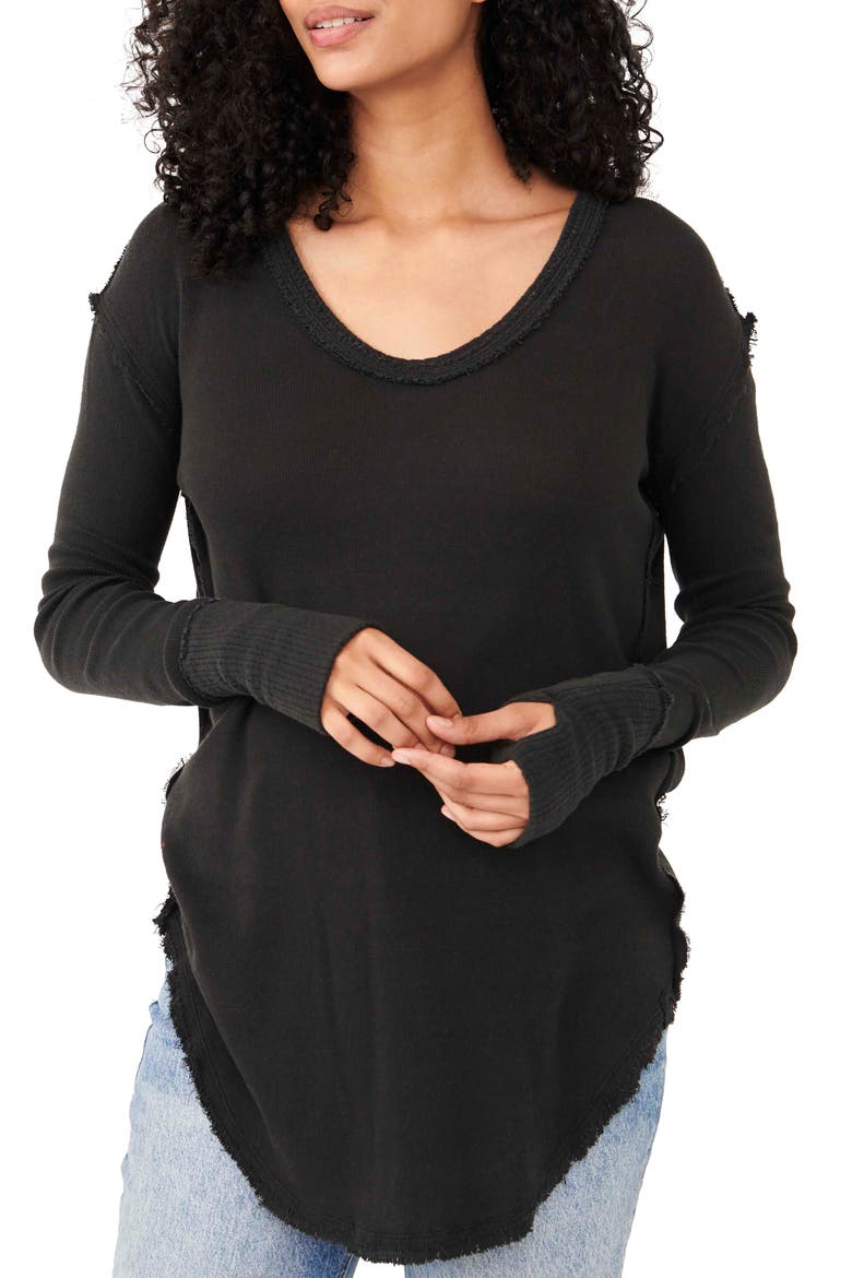Colby Raw Edge Top, Main, color, BLACK
