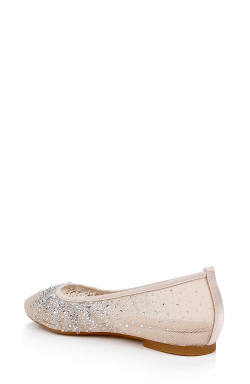 Jewel Badgley Mischka Nuala Embellished Flat In Beige/mesh
