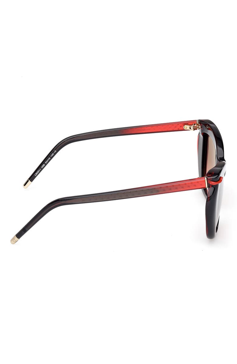 Christian Louboutin 53mm Geometric Sunglasses, Alternate, color, Black / Red Inside / Zeiss