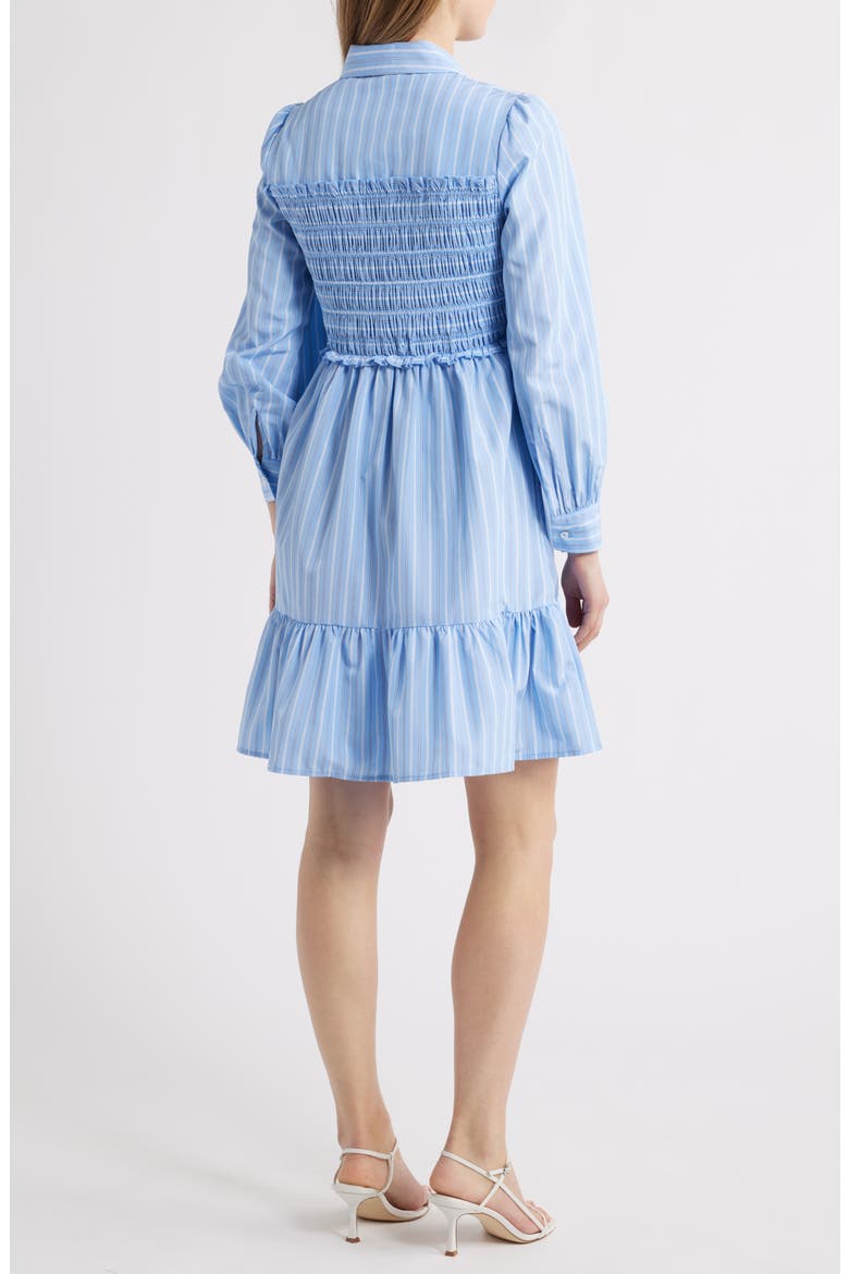 Smock Bodice Long Sleeve Shirtdress, Alternate, color, BLUE