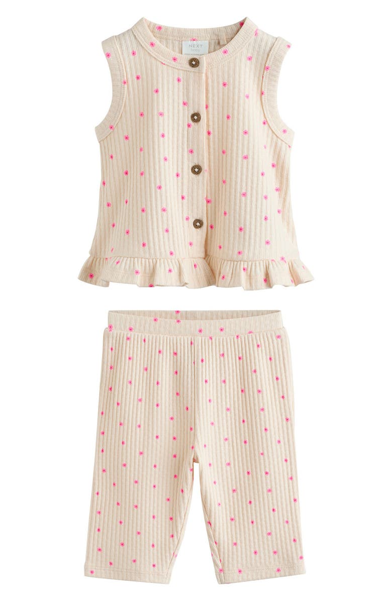 NEXT Kids' Ribbed Vest & Pants Set, Main, color, Pink