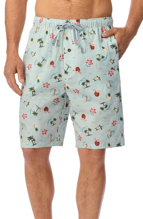 Cotton Tropical Print Pajama Shorts