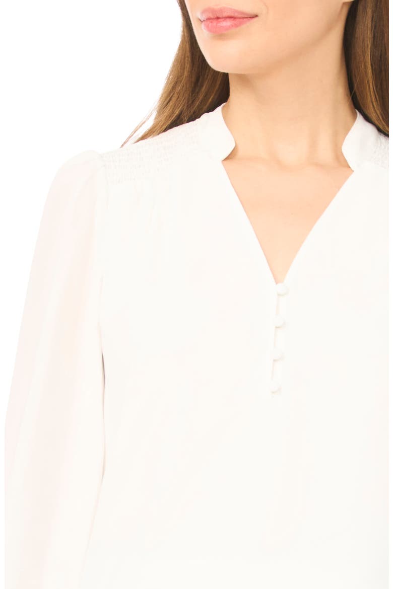 Half Placket Smocked Accent Top, Alternate, color, NEW IVORY