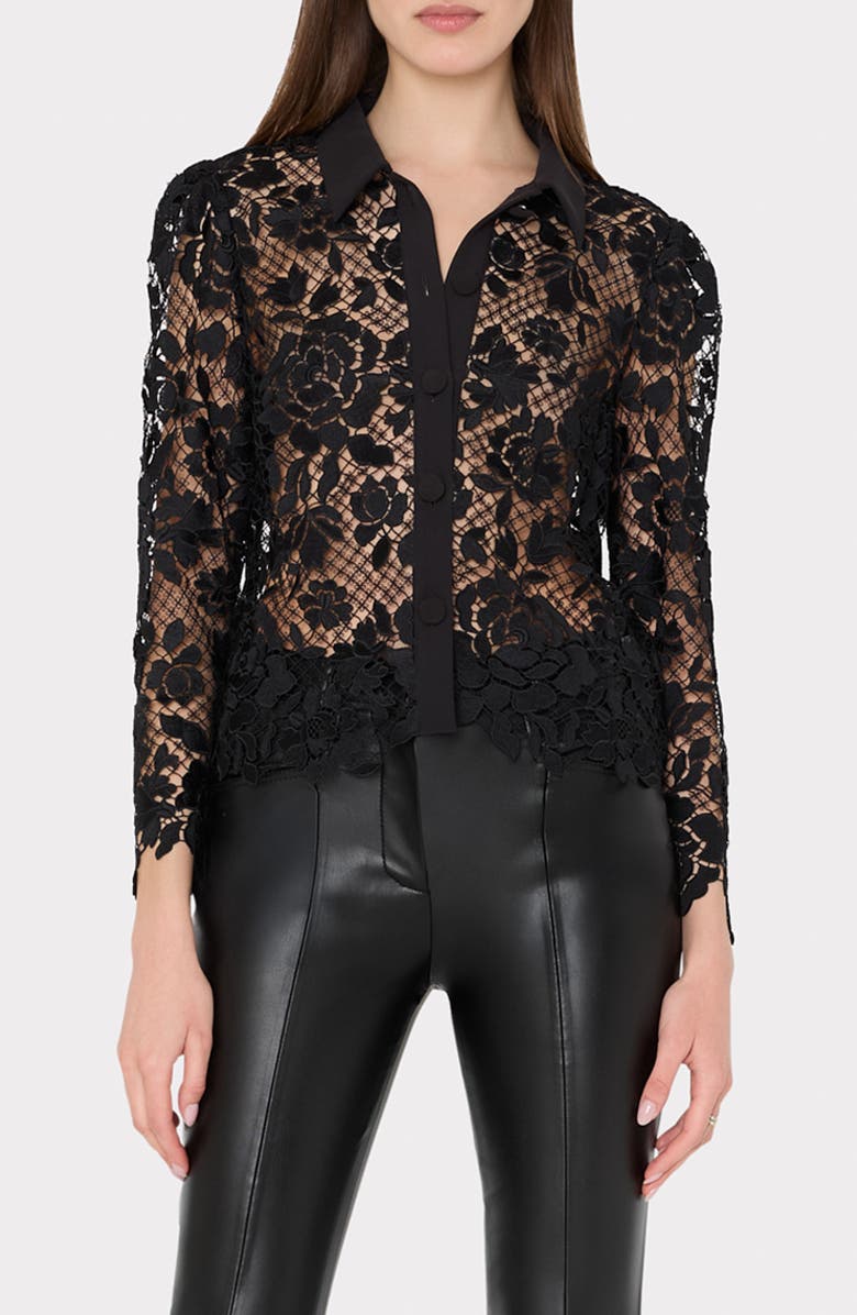 Milly June Rose Mosaic Shirt, Main, color, Black