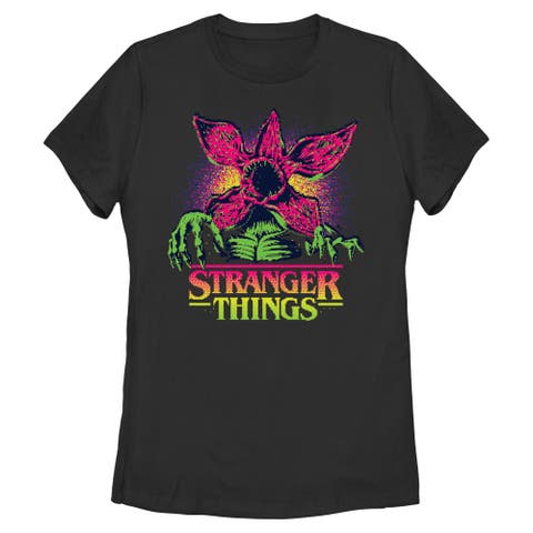 Women's Demogorgon Neon Pixel Logo Short Sleeve Graphic T-shirt