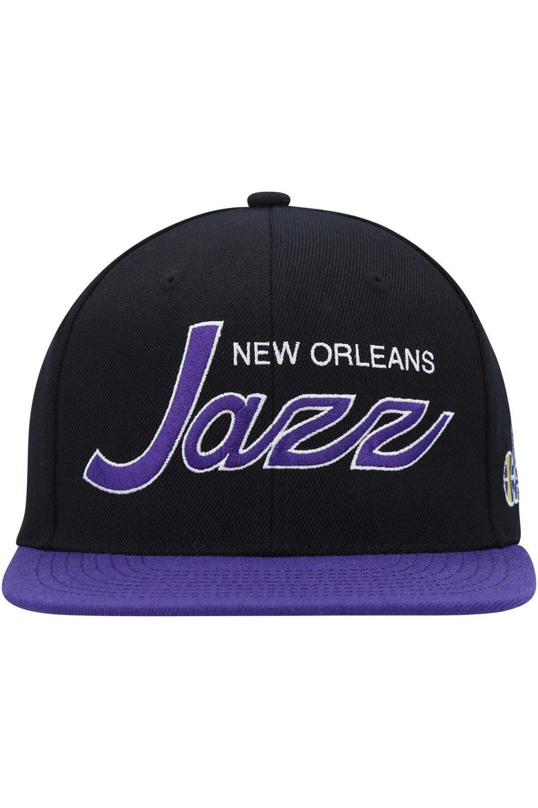 Men's Mitchell & Ness Black Utah Jazz Hardwood Classics MVP Team Script 2.0 Snapback Hat, Alternate, color, Black