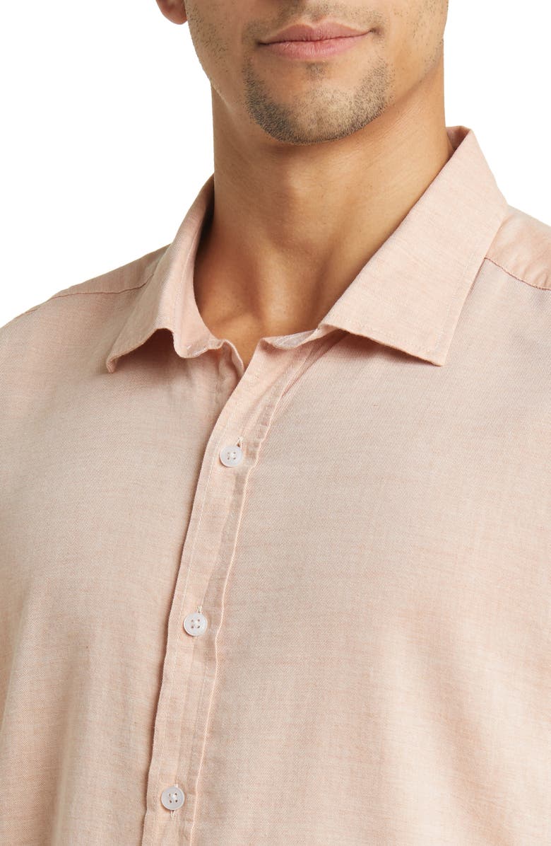 Robert Barakett Mount Eden Short Sleeve Button-Up Shirt, Alternate, color, Salmon