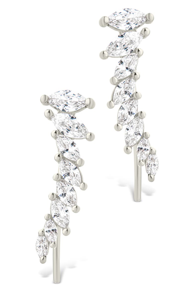 Skye Cubic Zirconia Threader Stud Earring, Alternate, color, SILVER