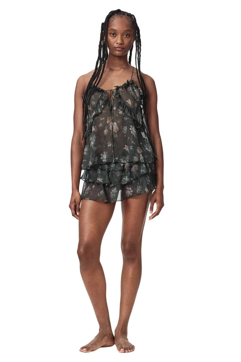 Nyx Tiered Silk Top, Alternate, color, JARDINIA DEEP GREEN