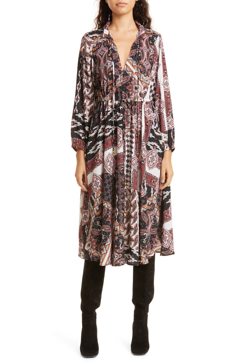 Cara Cara Tanglewood Long Sleeve Midi Dress, Main, color, 