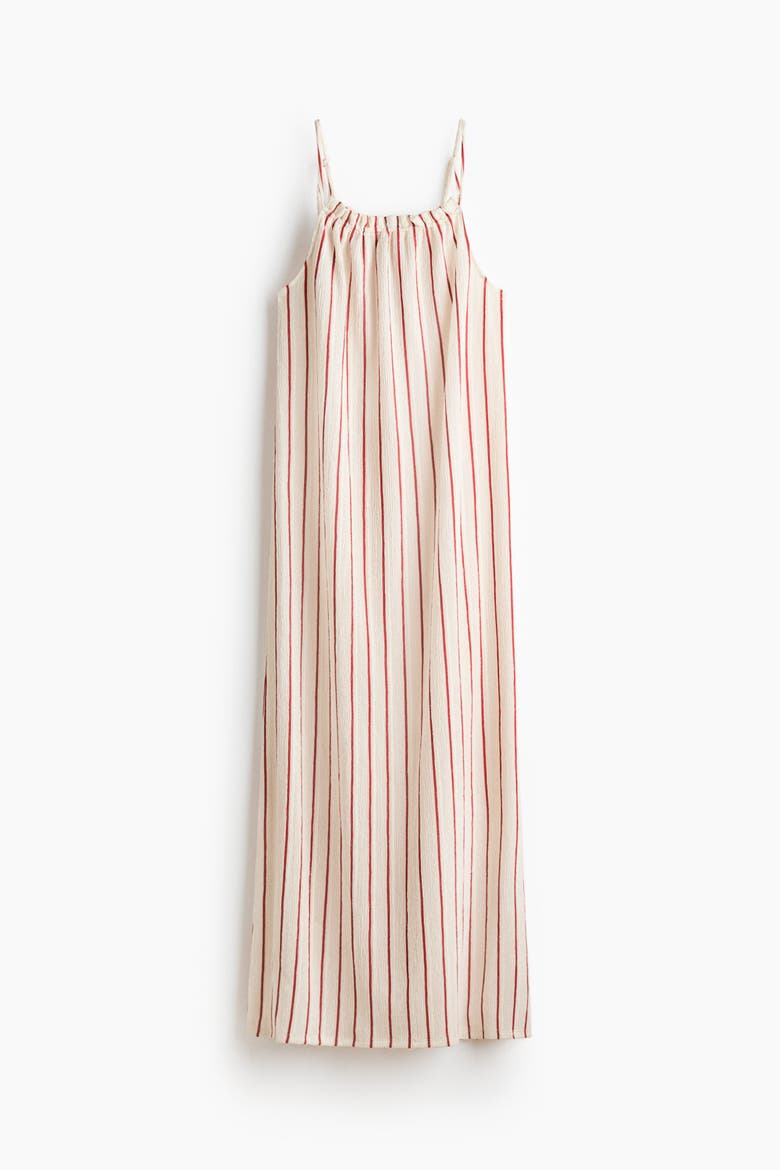 Crinkled Tie-strap Dress, Alternate, color, Cream/striped