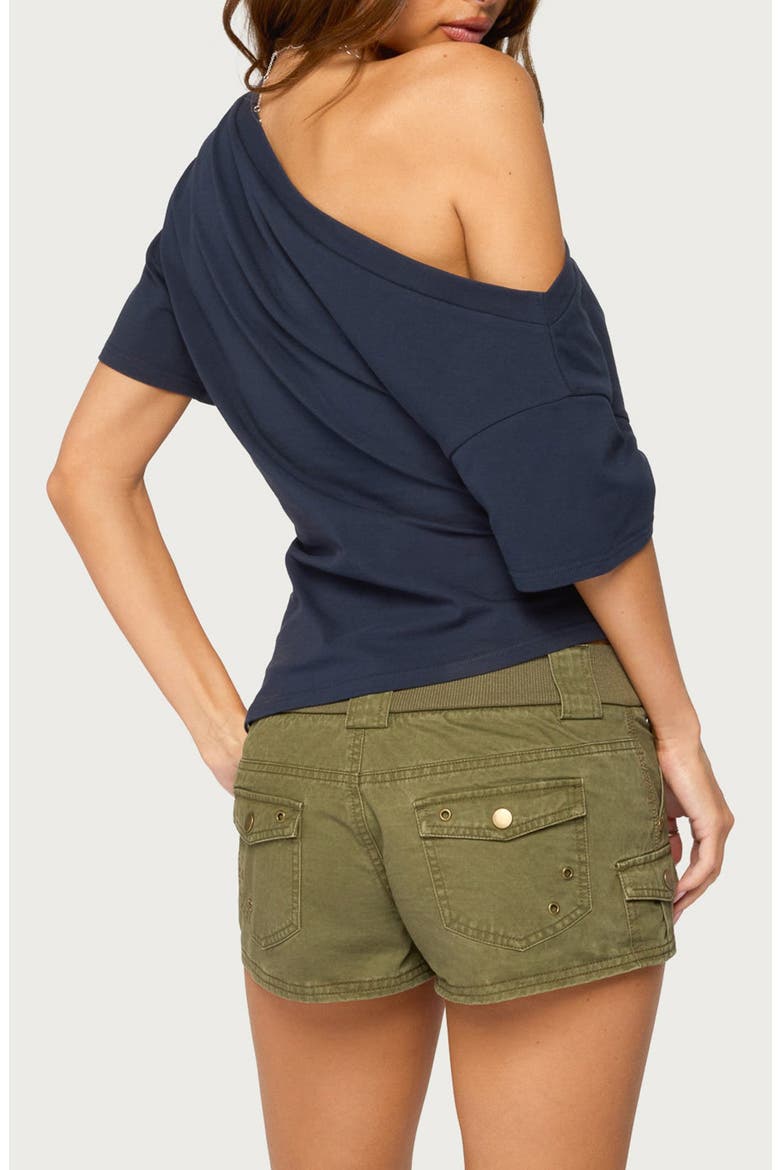 Mariee Asymmetric Off the Shoulder T-Shirt, Alternate, color, NAVY