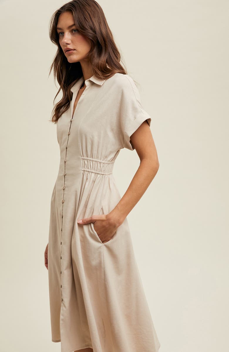 WISHLIST Short Sleeve Midi Shirtdress, Alternate, color,