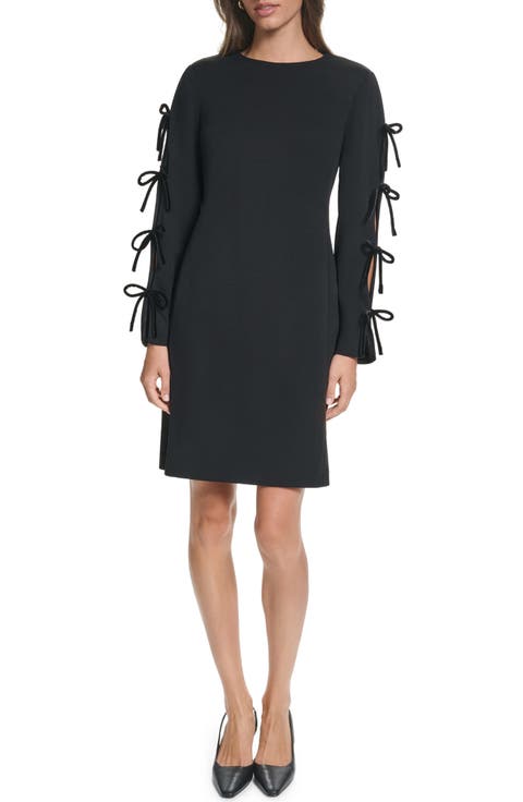Velvet Bow Scuba Crepe Sheath Dress