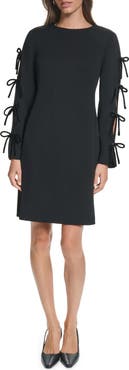 KARL LAGERFELD PARIS Velvet Bow Scuba Crepe Sheath Dress