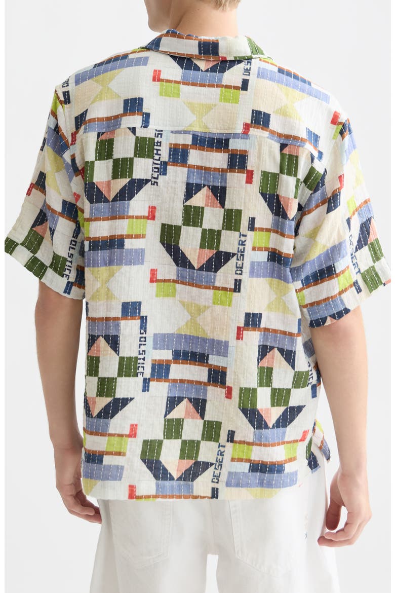 Relaxed Fit Print Short Sleeve Button-Up Shirt, Alternate, color, PATCHWORK JACQUARD