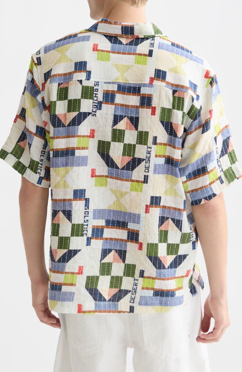Scotch & Soda Relaxed Fit Print Short Sleeve Button-Up Shirt, Alternate, color, Patchwork Jacquard