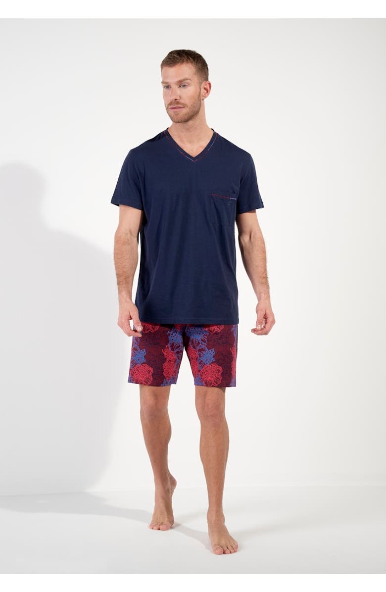 HOM Bouquet Short Pajama Set, Alternate, color, Bordeaux Print