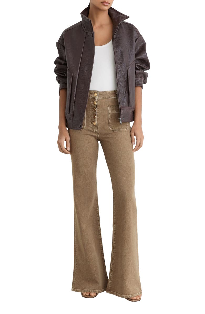 Reiss Cali Flare Jeans, Alternate, color, Light Brown