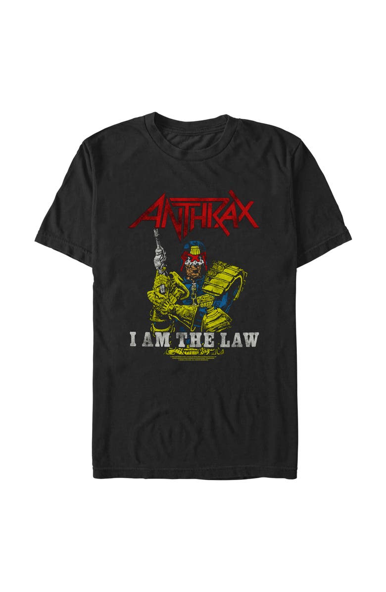 Anthrax Men's Anthrax Distressed I Am The Law Graphic T-Shirt, Main, color, Black