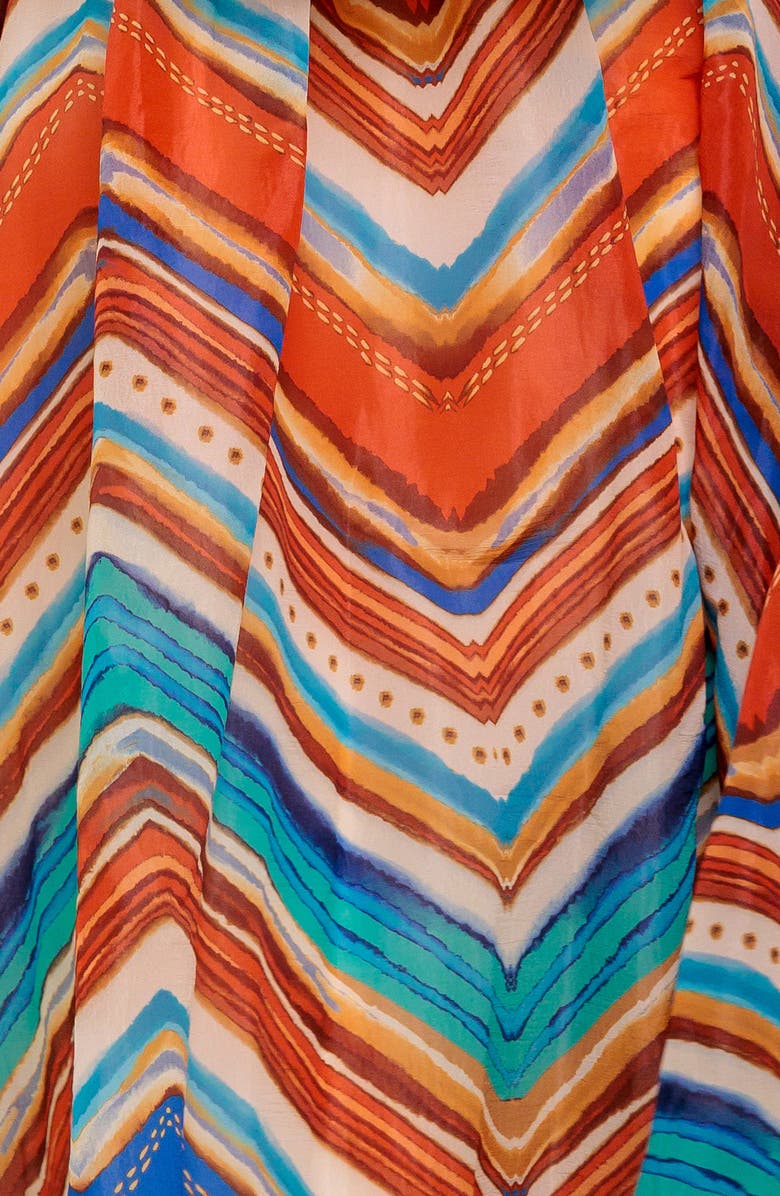 FLYING TOMATO Print Puff Sleeve Midi Dress, Alternate, color, Rust Blue