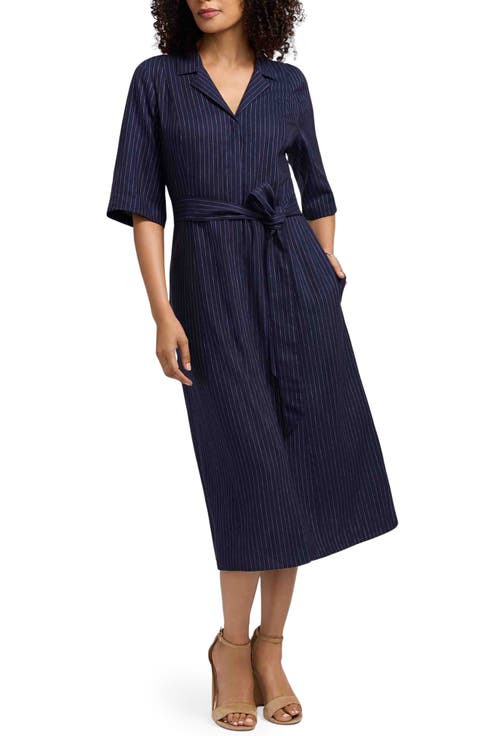 Aniston Stripe Linen Blend Shirtdress