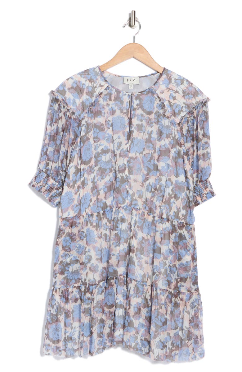 Joie Laura Puff Sleeve Tiered Silk Dress, Alternate, color, 