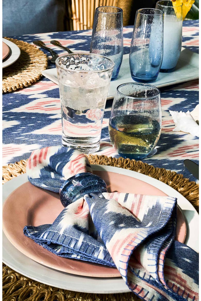 Ikat Set of 4 Cotton Napkins, Alternate, color, BLUE MULTI