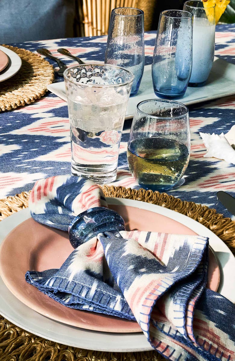 Juliska Ikat Set of 4 Cotton Napkins, Alternate, color, Blue Multi