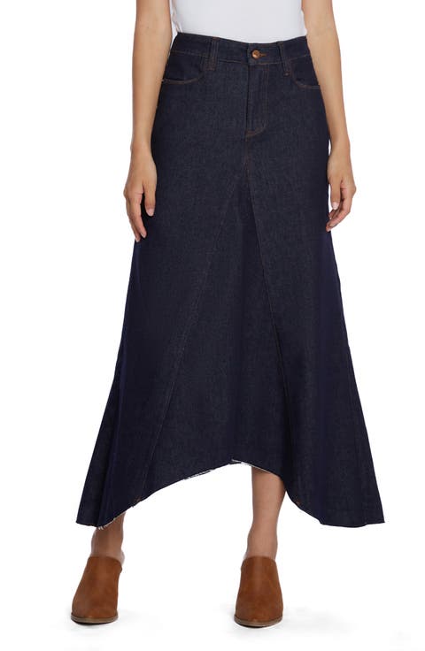 Selma Pieced Asymmetric Denim Maxi Skirt