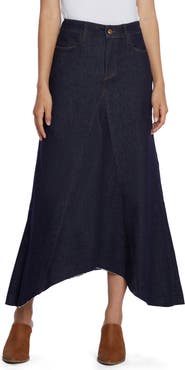 Wash Lab Denim Selma Pieced Asymmetric Denim Maxi Skirt