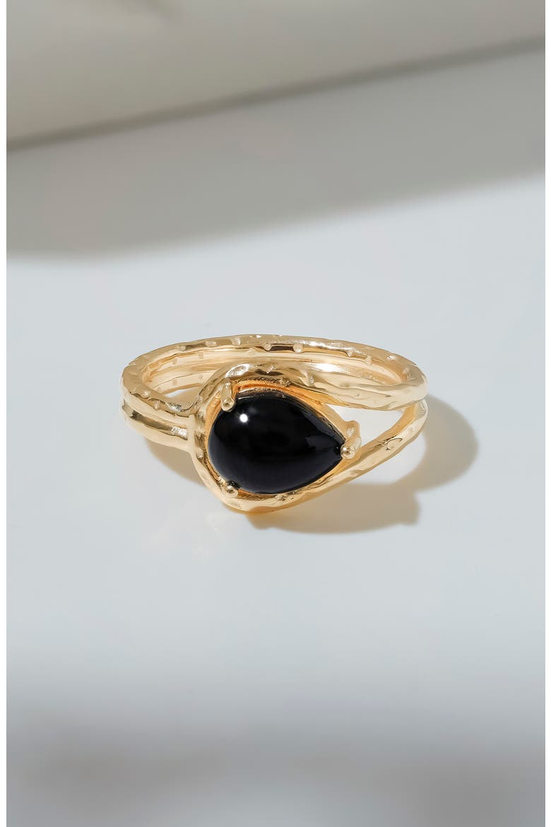 Pear Citrine Split Band Ring, Alternate, color, BLACK