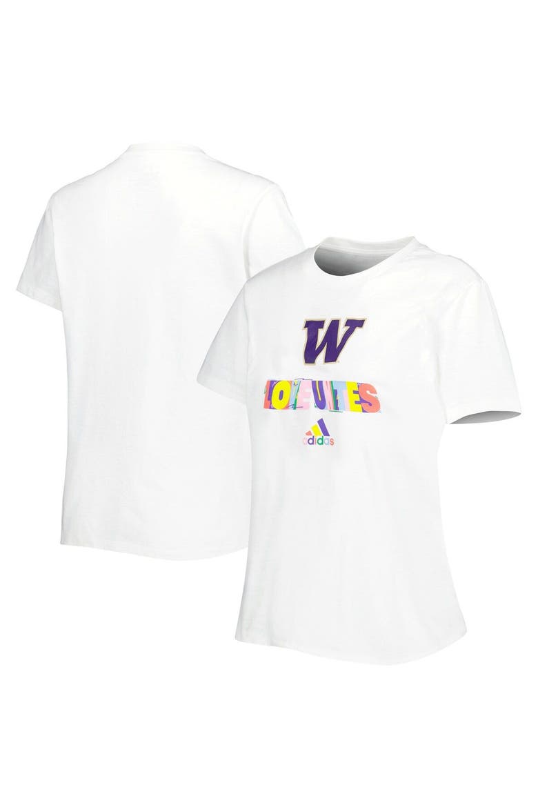 Women's adidas White Washington Huskies Fresh Pride T-Shirt, Alternate, color, White