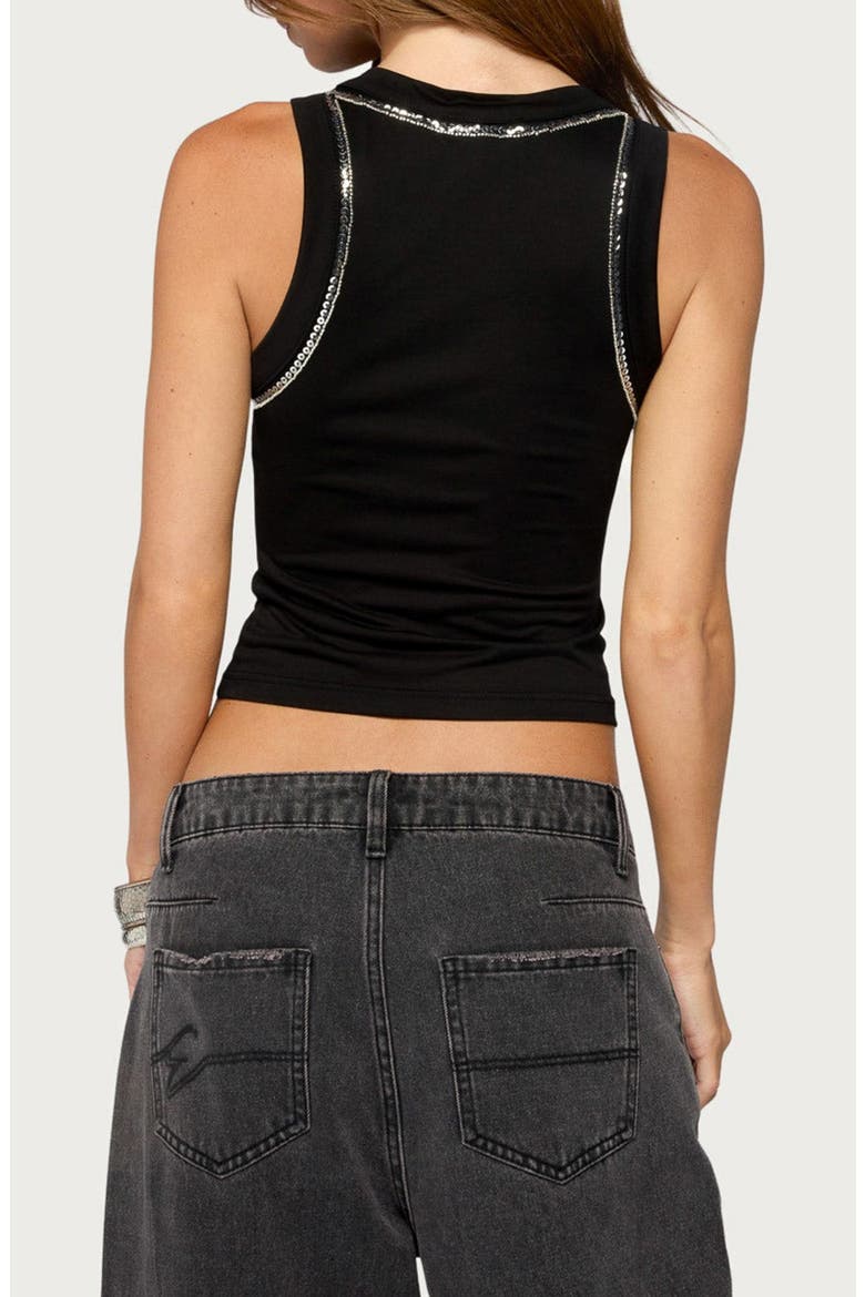 Larla Sequin Tank Top, Alternate, color, BLACK