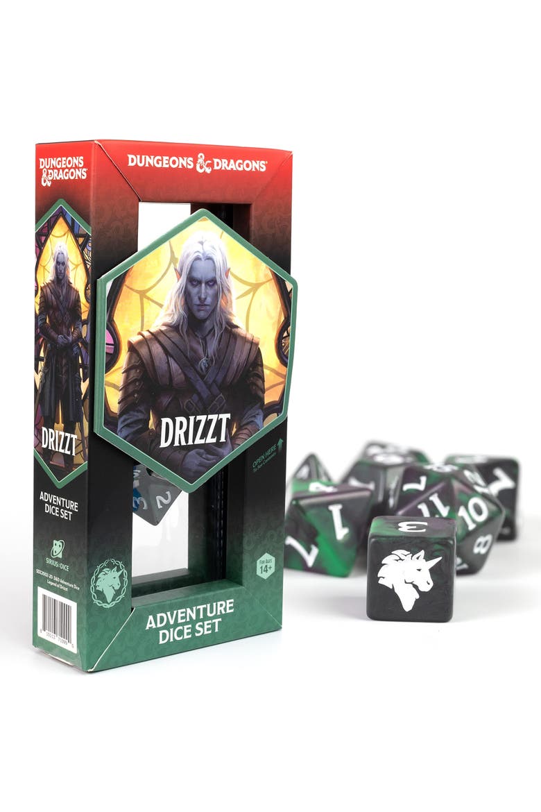 D&D Adventure Dice Legend Of Drizzt 16Pc Rpg Set, Main, color, Multicolored