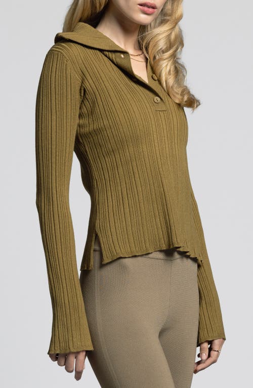 Weekend Los Angeles Marisa Ribbed Polo Sweater In Oregano